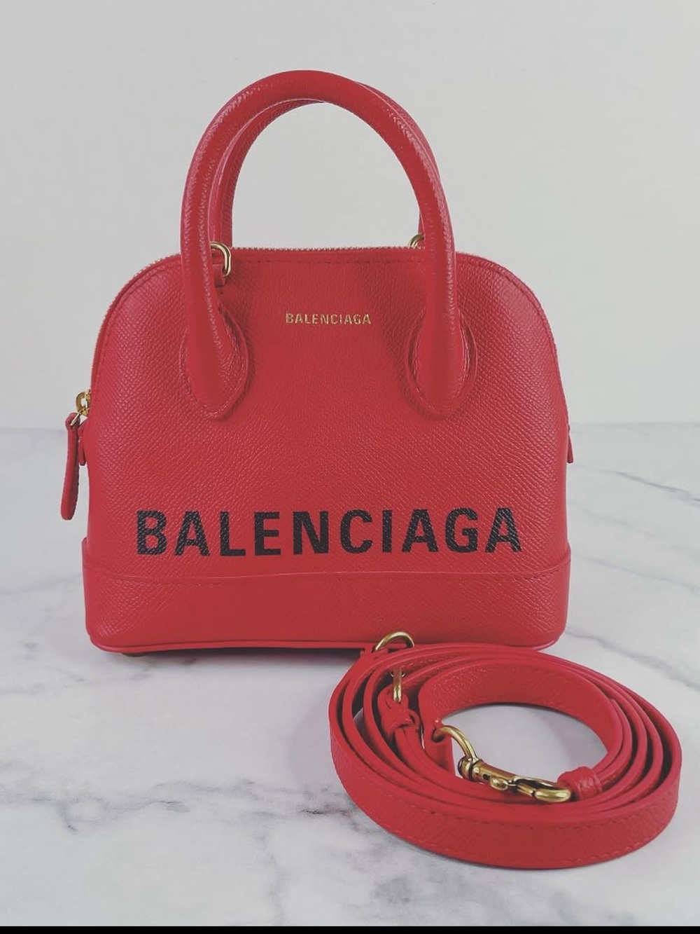 Balenciaga Red Ville Handle Crossbody Bag